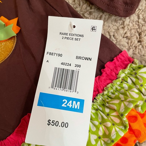 Rare Editions, Fall 2 piece outfit with Turkey design, Size 24 months - Picture 5 of 5